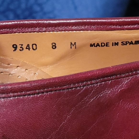 Men Vintage Leather Burgundy Loafers By Magnanni Size 8M Made In Spain - Picture 10 of 11